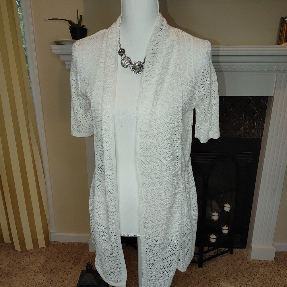NOTATIONS DIAMOND BACK WHITE CARDIGAN PS